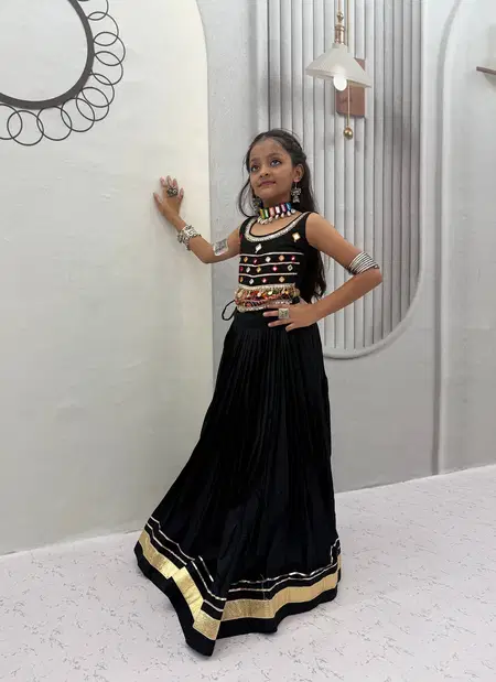 Pc 591 Pure Cotton Mirror Hand Work Kids Wear Navratri Chaniya Choli